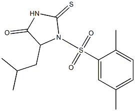 1-[(2,5-dimethylphenyl)sulfonyl]-5-isobutyl-2-thioxo-4-imidazolidinone 结构式
