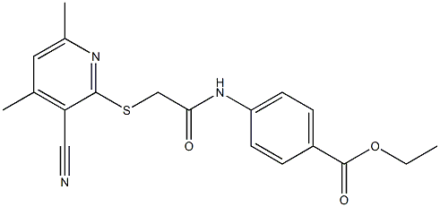 ethyl 4-({[(3-cyano-4,6-dimethylpyridin-2-yl)sulfanyl]acetyl}amino)benzoate 结构式