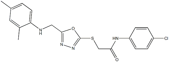 N-(4-chlorophenyl)-2-[(5-{[(2,4-dimethylphenyl)amino]methyl}-1,3,4-oxadiazol-2-yl)sulfanyl]acetamide 结构式