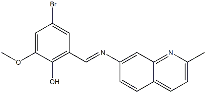 4-bromo-2-methoxy-6-{[(2-methyl-7-quinolinyl)imino]methyl}phenol 结构式