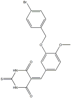 5-{3-[(4-bromobenzyl)oxy]-4-methoxybenzylidene}-2-thioxodihydro-4,6(1H,5H)-pyrimidinedione 结构式