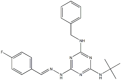 4-fluorobenzaldehyde [4-(benzylamino)-6-(tert-butylamino)-1,3,5-triazin-2-yl]hydrazone 结构式