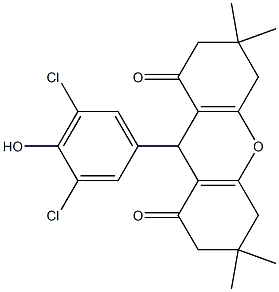9-(3,5-dichloro-4-hydroxyphenyl)-3,3,6,6-tetramethyl-3,4,5,6,7,9-hexahydro-1H-xanthene-1,8(2H)-dione 结构式