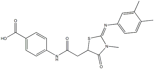 4-[({2-[(3,4-dimethylphenyl)imino]-3-methyl-4-oxo-1,3-thiazolidin-5-yl}acetyl)amino]benzoic acid 结构式
