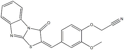 {2-methoxy-4-[(3-oxo[1,3]thiazolo[3,2-a]benzimidazol-2(3H)-ylidene)methyl]phenoxy}acetonitrile 结构式