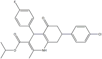 isopropyl 7-(4-chlorophenyl)-4-(4-fluorophenyl)-2-methyl-5-oxo-1,4,5,6,7,8-hexahydro-3-quinolinecarboxylate 结构式