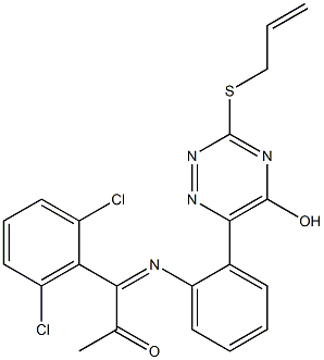 1-({2-[3-(allylsulfanyl)-5-hydroxy-1,2,4-triazin-6-yl]phenyl}imino)-1-(2,6-dichlorophenyl)acetone 结构式