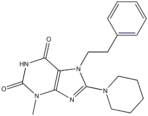 3-methyl-7-(2-phenylethyl)-8-(1-piperidinyl)-3,7-dihydro-1H-purine-2,6-dione 结构式