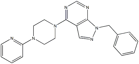 1-benzyl-4-[4-(2-pyridinyl)-1-piperazinyl]-1H-pyrazolo[3,4-d]pyrimidine 结构式