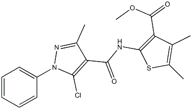 methyl 2-{[(5-chloro-3-methyl-1-phenyl-1H-pyrazol-4-yl)carbonyl]amino}-4,5-dimethyl-3-thiophenecarboxylate 结构式