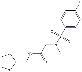 2-[[(4-fluorophenyl)sulfonyl](methyl)amino]-N-(tetrahydro-2-furanylmethyl)acetamide 结构式