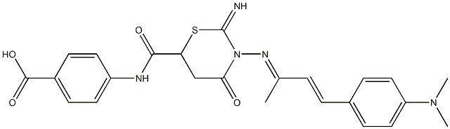 4-({[3-({3-[4-(dimethylamino)phenyl]-1-methyl-2-propenylidene}amino)-2-imino-4-oxo-1,3-thiazinan-6-yl]carbonyl}amino)benzoic acid 结构式