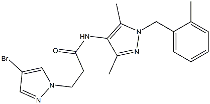 3-(4-bromo-1H-pyrazol-1-yl)-N-[3,5-dimethyl-1-(2-methylbenzyl)-1H-pyrazol-4-yl]propanamide 结构式