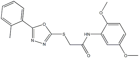 N-(2,5-dimethoxyphenyl)-2-{[5-(2-methylphenyl)-1,3,4-oxadiazol-2-yl]sulfanyl}acetamide 结构式