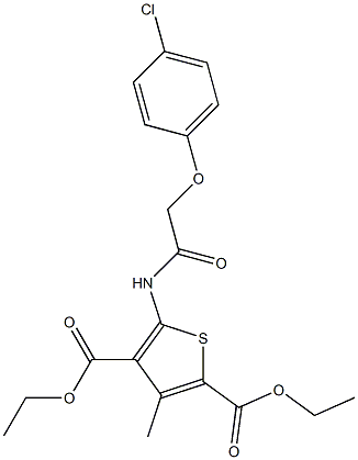 diethyl 5-{[(4-chlorophenoxy)acetyl]amino}-3-methyl-2,4-thiophenedicarboxylate 结构式
