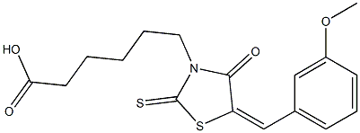 6-[5-(3-methoxybenzylidene)-4-oxo-2-thioxo-1,3-thiazolidin-3-yl]hexanoic acid 结构式