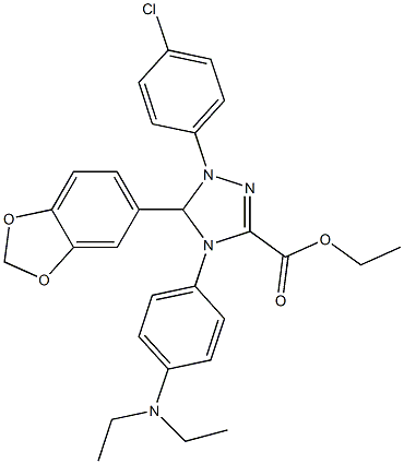 ethyl 5-(1,3-benzodioxol-5-yl)-1-(4-chlorophenyl)-4-[4-(diethylamino)phenyl]-4,5-dihydro-1H-1,2,4-triazole-3-carboxylate 结构式