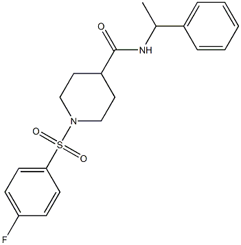 1-[(4-fluorophenyl)sulfonyl]-N-(1-phenylethyl)piperidine-4-carboxamide 结构式