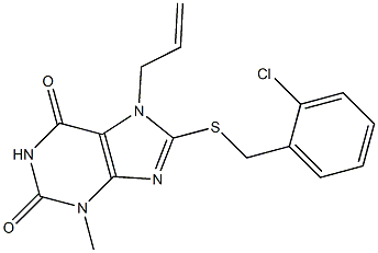 7-allyl-8-[(2-chlorobenzyl)sulfanyl]-3-methyl-3,7-dihydro-1H-purine-2,6-dione 结构式