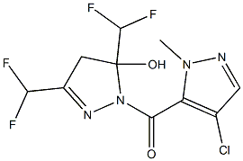 1-[(4-chloro-1-methyl-1H-pyrazol-5-yl)carbonyl]-3,5-bis(difluoromethyl)-4,5-dihydro-1H-pyrazol-5-ol 结构式