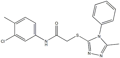 N-(3-chloro-4-methylphenyl)-2-[(5-methyl-4-phenyl-4H-1,2,4-triazol-3-yl)sulfanyl]acetamide 结构式