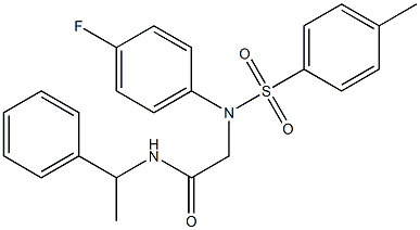 2-{4-fluoro[(4-methylphenyl)sulfonyl]anilino}-N-(1-phenylethyl)acetamide 结构式