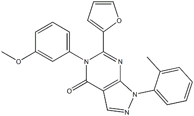 6-(2-furyl)-5-(3-methoxyphenyl)-1-(2-methylphenyl)-1,5-dihydro-4H-pyrazolo[3,4-d]pyrimidin-4-one 结构式