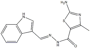 2-amino-N'-(1H-indol-3-ylmethylene)-4-methyl-1,3-thiazole-5-carbohydrazide 结构式