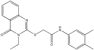 N-(3,4-dimethylphenyl)-2-[(3-ethyl-4-oxo-3,4-dihydro-2-quinazolinyl)sulfanyl]acetamide 结构式