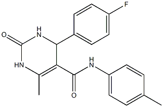 4-(4-fluorophenyl)-6-methyl-N-(4-methylphenyl)-2-oxo-1,2,3,4-tetrahydro-5-pyrimidinecarboxamide 结构式