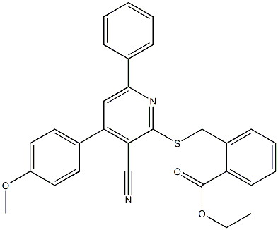 ethyl 2-({[3-cyano-4-(4-methoxyphenyl)-6-phenyl-2-pyridinyl]sulfanyl}methyl)benzoate 结构式