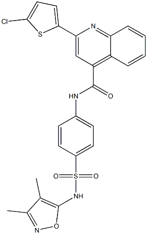 2-(5-chloro-2-thienyl)-N-(4-{[(3,4-dimethyl-5-isoxazolyl)amino]sulfonyl}phenyl)-4-quinolinecarboxamide 结构式