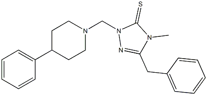 5-benzyl-4-methyl-2-[(4-phenyl-1-piperidinyl)methyl]-2,4-dihydro-3H-1,2,4-triazole-3-thione 结构式