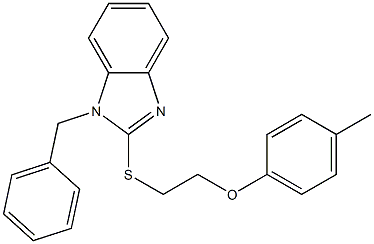 1-benzyl-2-{[2-(4-methylphenoxy)ethyl]sulfanyl}-1H-benzimidazole 结构式