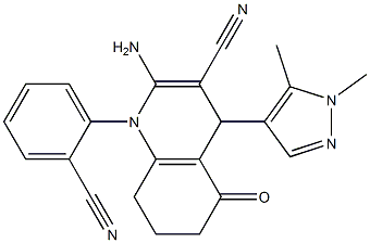 2-amino-1-(2-cyanophenyl)-4-(1,5-dimethyl-1H-pyrazol-4-yl)-5-oxo-1,4,5,6,7,8-hexahydro-3-quinolinecarbonitrile 结构式