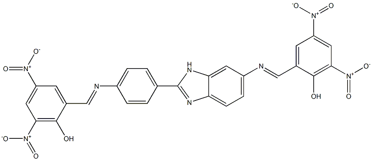 2-[({2-[4-({2-hydroxy-3,5-bisnitrobenzylidene}amino)phenyl]-1H-benzimidazol-6-yl}imino)methyl]-4,6-bisnitrophenol 结构式