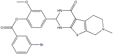 2-methoxy-4-(7-methyl-4-oxo-1,2,3,4,5,6,7,8-octahydropyrido[4',3':4,5]thieno[2,3-d]pyrimidin-2-yl)phenyl 3-bromobenzoate 结构式