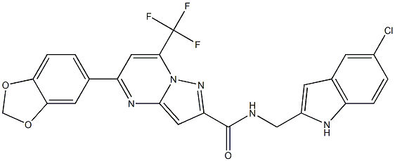 5-(1,3-benzodioxol-5-yl)-N-[(5-chloro-1H-indol-2-yl)methyl]-7-(trifluoromethyl)pyrazolo[1,5-a]pyrimidine-2-carboxamide 结构式