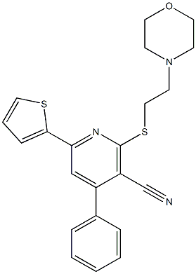 2-{[2-(4-morpholinyl)ethyl]sulfanyl}-4-phenyl-6-(2-thienyl)nicotinonitrile 结构式