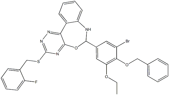 6-[4-(benzyloxy)-3-bromo-5-ethoxyphenyl]-3-[(2-fluorobenzyl)sulfanyl]-6,7-dihydro[1,2,4]triazino[5,6-d][3,1]benzoxazepine 结构式