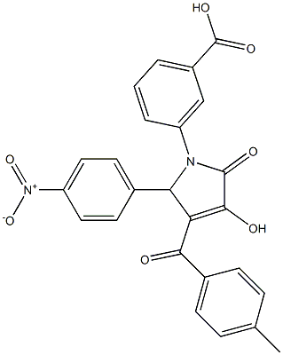 3-{3-hydroxy-5-{4-nitrophenyl}-4-[(4-methylphenyl)carbonyl]-2-oxo-2,5-dihydro-1H-pyrrol-1-yl}benzoic acid 结构式