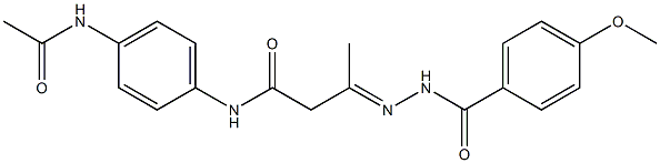 N-[4-(acetylamino)phenyl]-3-[(4-methoxybenzoyl)hydrazono]butanamide 结构式
