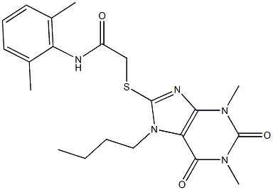 2-[(7-butyl-1,3-dimethyl-2,6-dioxo-2,3,6,7-tetrahydro-1H-purin-8-yl)sulfanyl]-N-(2,6-dimethylphenyl)acetamide 结构式