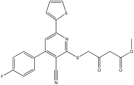 methyl 4-{[3-cyano-4-(4-fluorophenyl)-6-thien-2-ylpyridin-2-yl]sulfanyl}-3-oxobutanoate 结构式