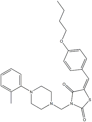 5-(4-butoxybenzylidene)-3-{[4-(2-methylphenyl)-1-piperazinyl]methyl}-1,3-thiazolidine-2,4-dione 结构式