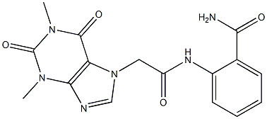 2-{[(1,3-dimethyl-2,6-dioxo-1,2,3,6-tetrahydro-7H-purin-7-yl)acetyl]amino}benzamide 结构式