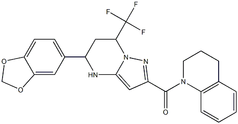 1-{[5-(1,3-benzodioxol-5-yl)-7-(trifluoromethyl)-4,5,6,7-tetrahydropyrazolo[1,5-a]pyrimidin-2-yl]carbonyl}-1,2,3,4-tetrahydroquinoline 结构式