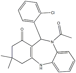10-acetyl-11-(2-chlorophenyl)-3,3-dimethyl-2,3,4,5,10,11-hexahydro-1H-dibenzo[b,e][1,4]diazepin-1-one 结构式