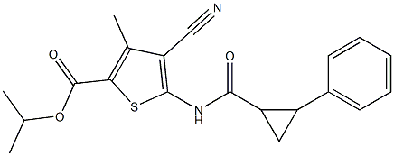 isopropyl 4-cyano-3-methyl-5-{[(2-phenylcyclopropyl)carbonyl]amino}-2-thiophenecarboxylate 结构式