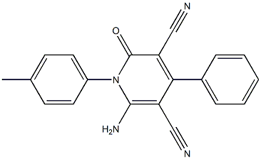 6-amino-1-(4-methylphenyl)-2-oxo-4-phenyl-1,2-dihydro-3,5-pyridinedicarbonitrile 结构式